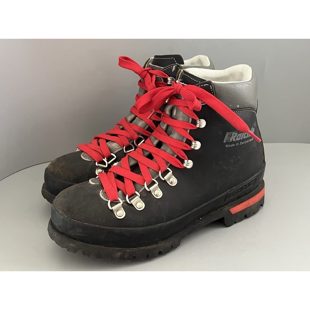 Raichle Mountaineering Hiking Boots Mens 8.5 M Leather Swiss Heavy Duty Vintage